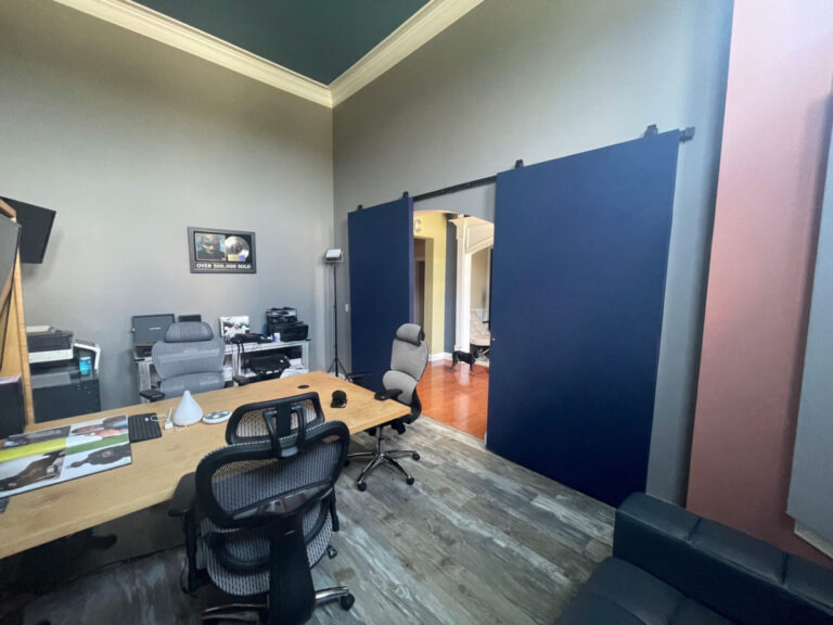Teleconferencing Desk and Acoustic Panels